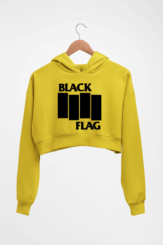 Black Flag Crop HOODIE FOR WOMEN-Mustard Yellow-Ektarfa.online