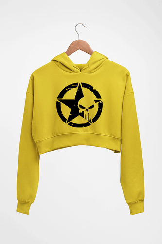 Punisher Crop HOODIE FOR WOMEN-Mustard Yellow-Ektarfa.online