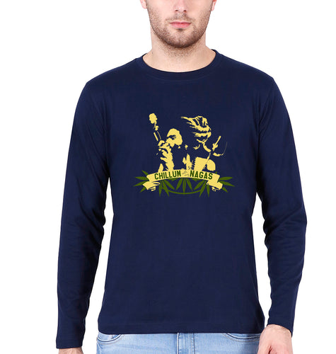 Chillam Weed Full Sleeves T-Shirt for Men-Navy Blue-Ektarfa.online
