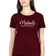 Load image into Gallery viewer, Michaels T-Shirt for Women-XS(32 Inches)-Maroon-Ektarfa.online
