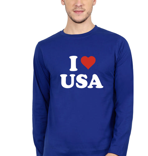 I Love USA T Full Sleeves T-Shirt for Men-Royal Blue-Ektarfa.online