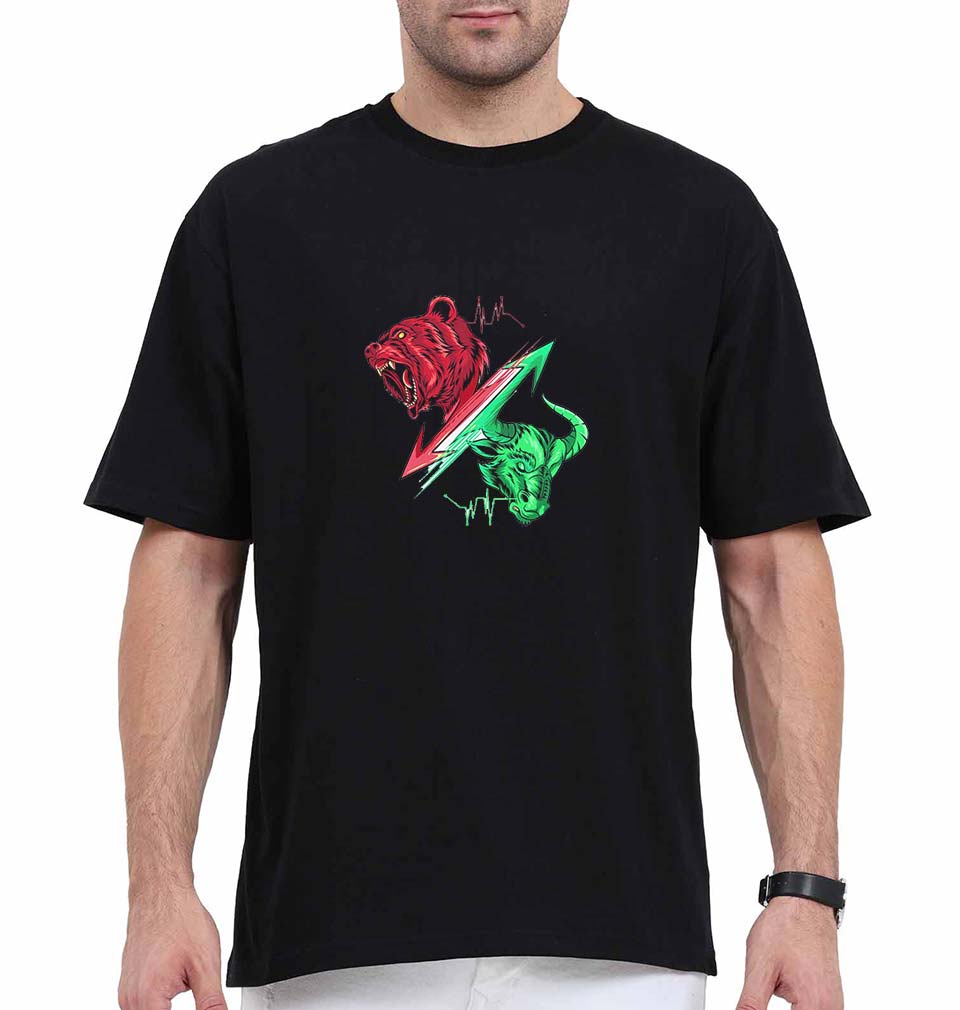 Share Market(Stock Market) Oversized T-Shirt for Men-Black-Ektarfa.online