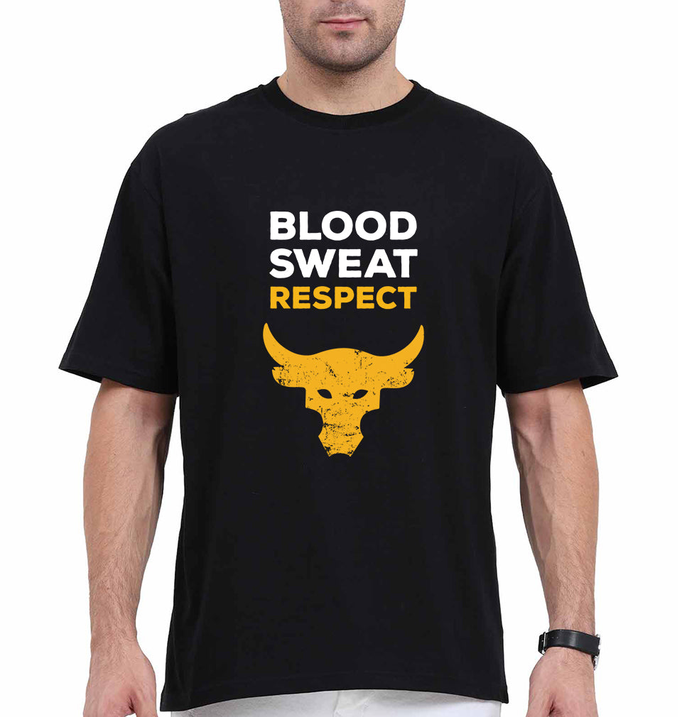 Blood Sweat Respect Gym Oversized T-Shirt for Men-Black-Ektarfa.online