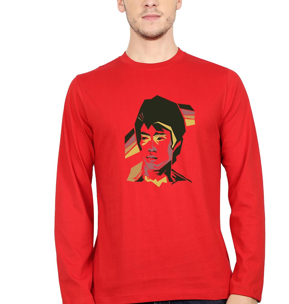 Bruce Lee Full Sleeves T-Shirt for Men-S(38 Inches)-Red-Ektarfa.online