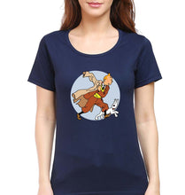 Load image into Gallery viewer, Tintin T-Shirt for Women-XS(32 Inches)-Navy Blue-Ektarfa.online
