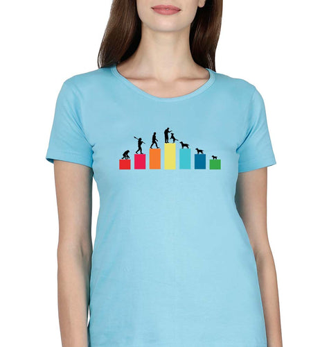 Dog Evolution T-Shirt for Women-Light Blue-Ektarfa.online
