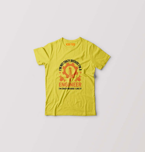Crazy Engineer Kids T-Shirt for Boy/Girl-Yellow-Ektarfa.online