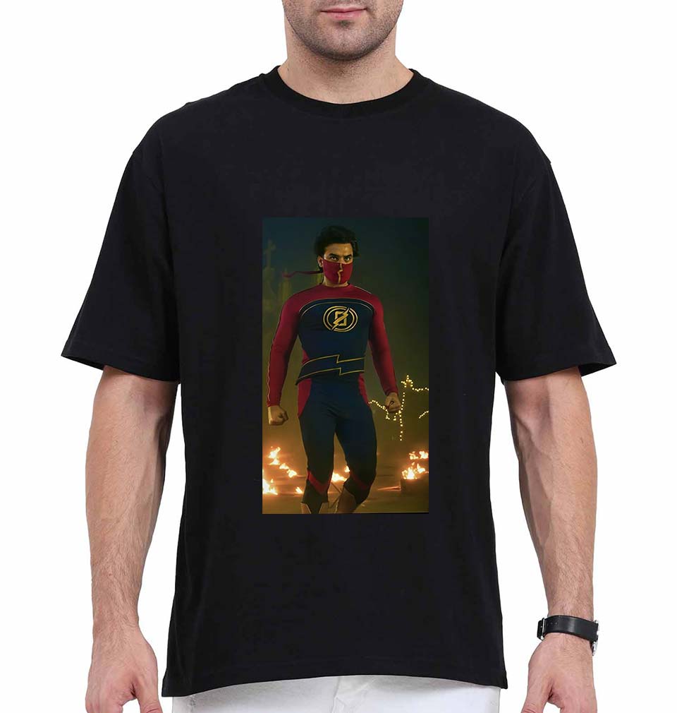 Minnal Murali Oversized T-Shirt for Men-Black-Ektarfa.online