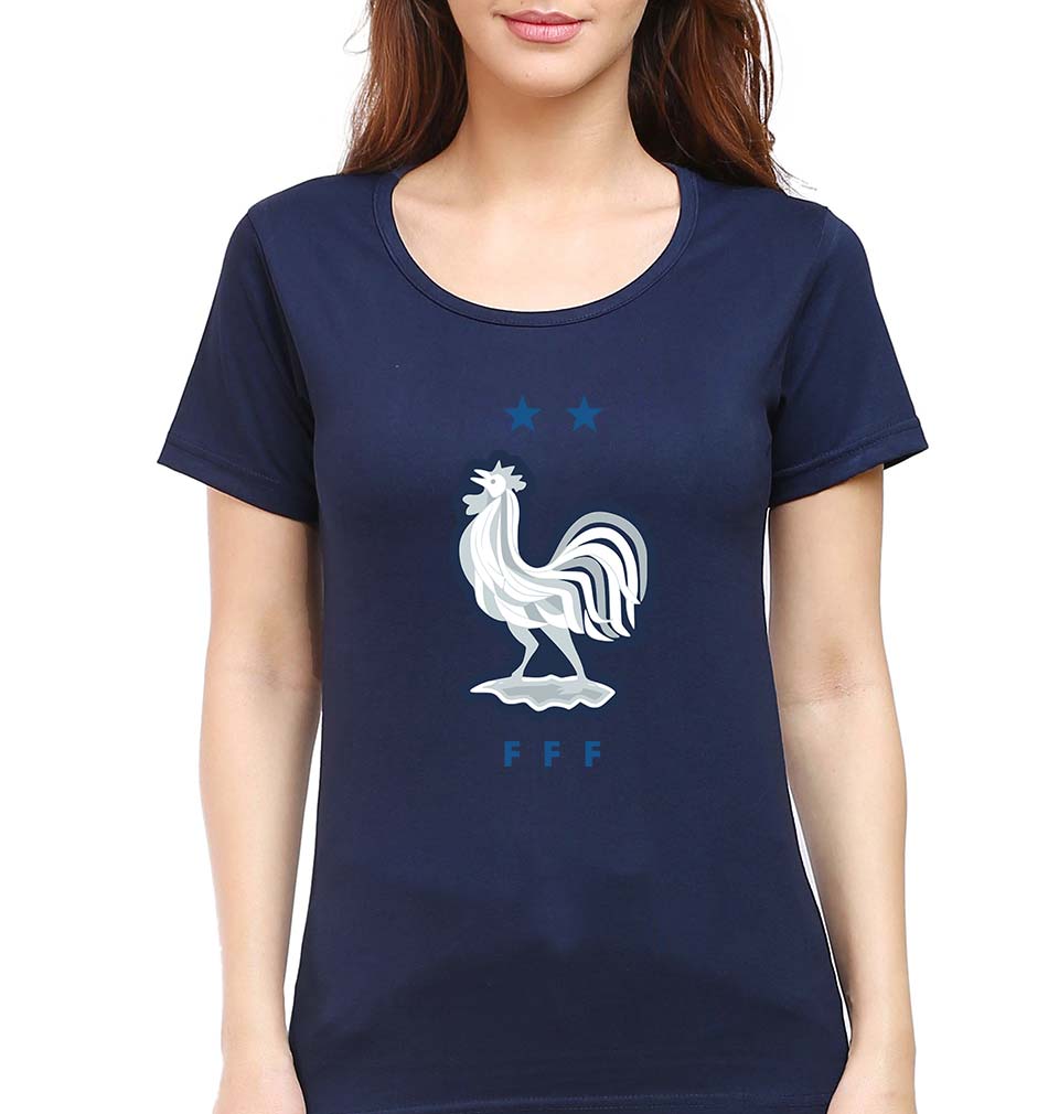 France Football T-Shirt for Women-Navy Blue-Ektarfa.online