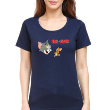 Load image into Gallery viewer, Tom and Jerry T-Shirt for Women-XS(32 Inches)-Navy Blue-Ektarfa.online
