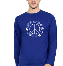 Load image into Gallery viewer, Peace Religious Symbols Full Sleeves T-Shirt for Men-Royal Blue-Ektarfa.online

