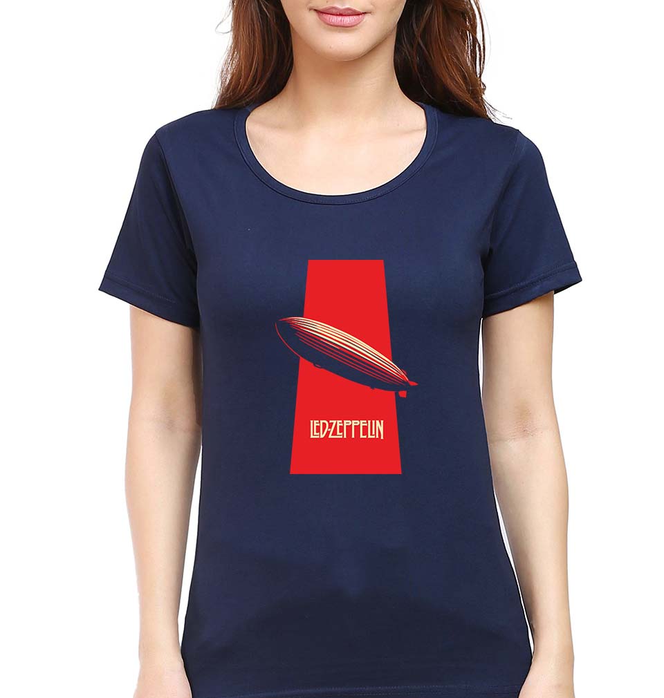 Led Zeppelin T-Shirt for Women-XS(32 Inches)-Navy Blue-Ektarfa.online