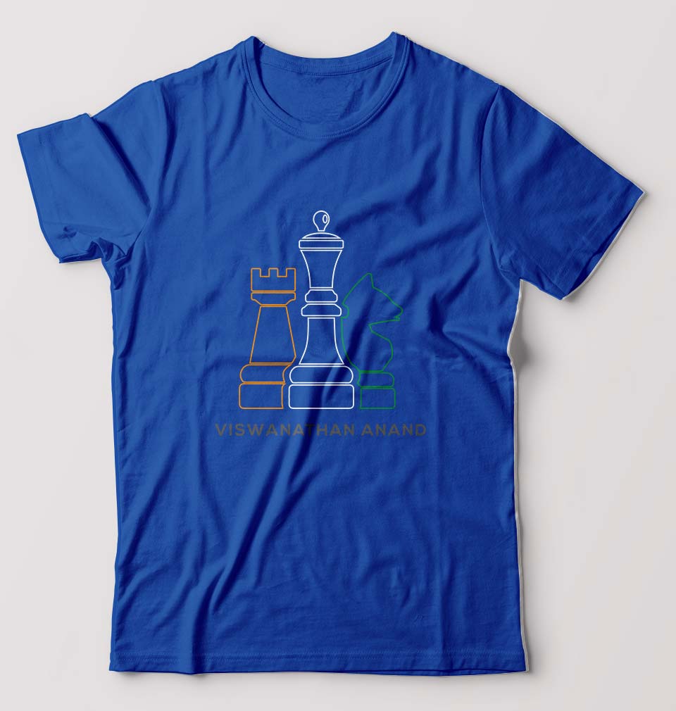 Viswanathan Anand Chess T-Shirt for Men-S(38 Inches)-Royal Blue-Ektarfa.online