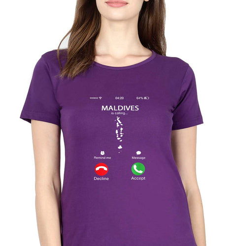 Maldives Calling T-Shirt for Women-Purple-Ektarfa.online