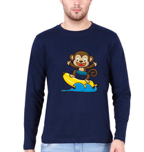 Load image into Gallery viewer, Monkey Banana Full Sleeves T-Shirt for Men-Navy Blue-Ektarfa.online
