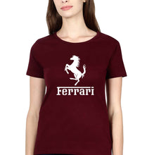 Load image into Gallery viewer, Ferrari F1 T-Shirt for Women-XS(32 Inches)-Maroon-Ektarfa.online
