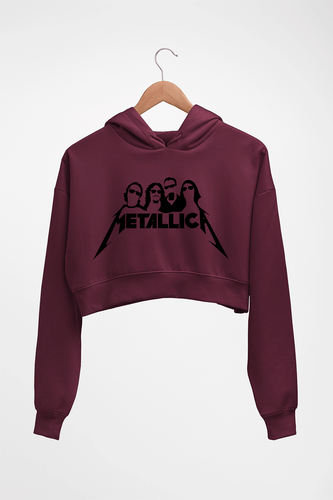 Metallica Crop HOODIE FOR WOMEN-Maroon-Ektarfa.online