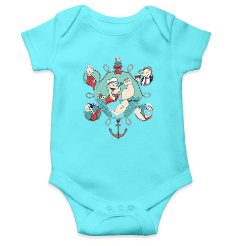 Popeye Kids Romper For Baby Boy/Girl-0-5 Months(18 Inches)-Sky Blue-Ektarfa.online