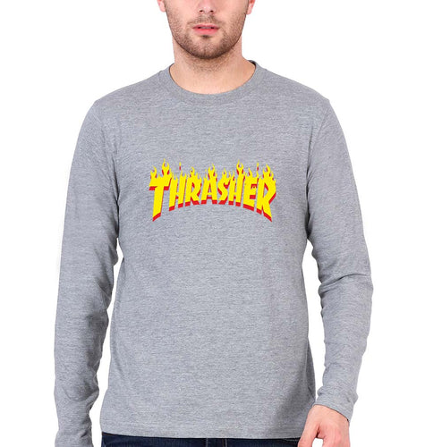 Thrasher Full Sleeves T-Shirt for Men-Grey Melange-Ektarfa.online