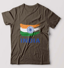 Load image into Gallery viewer, India T-Shirt for Men-S(38 Inches)-Olive Green-Ektarfa.online
