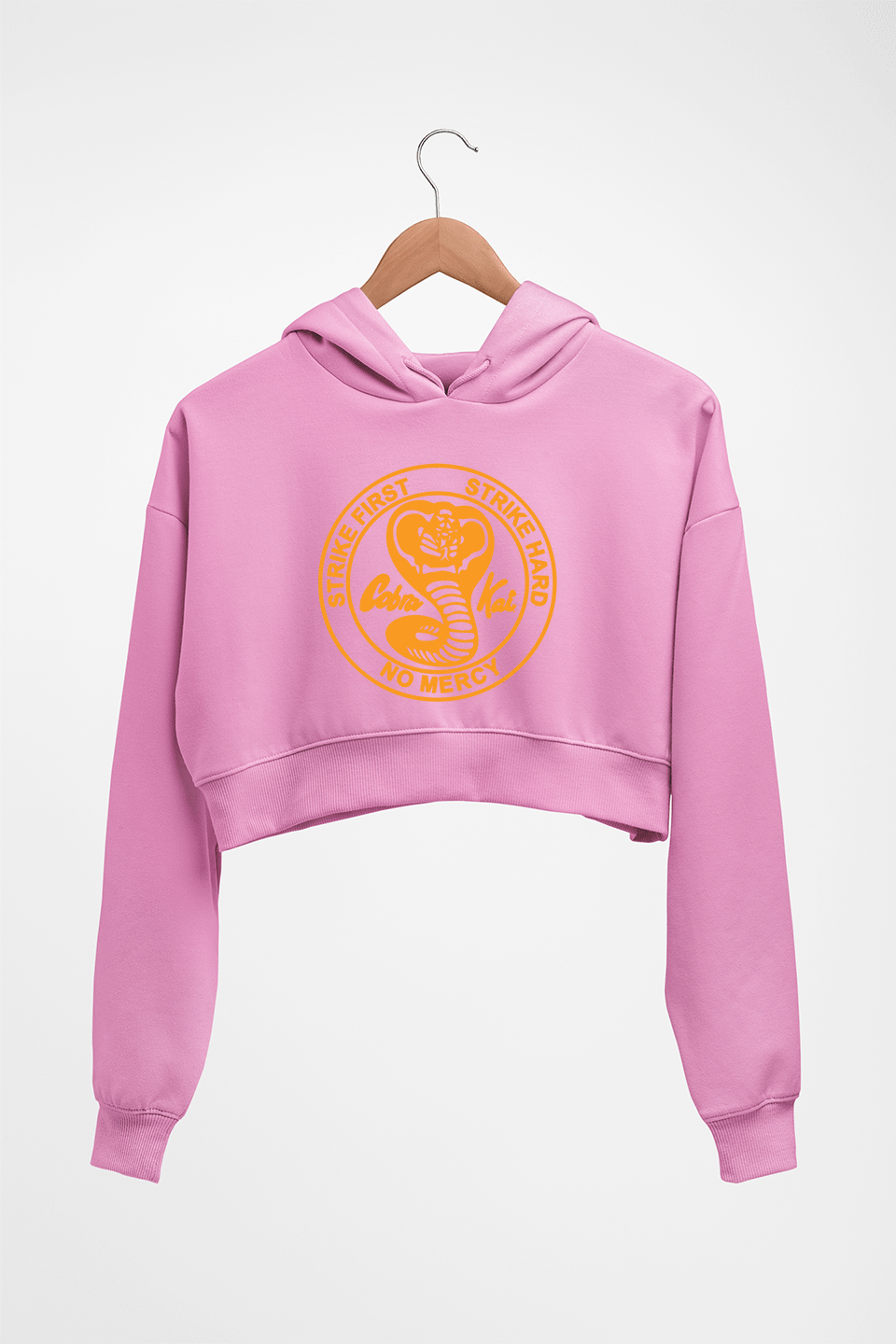 Cobra Kai Crop HOODIE FOR WOMEN-Light Baby Pink-Ektarfa.online