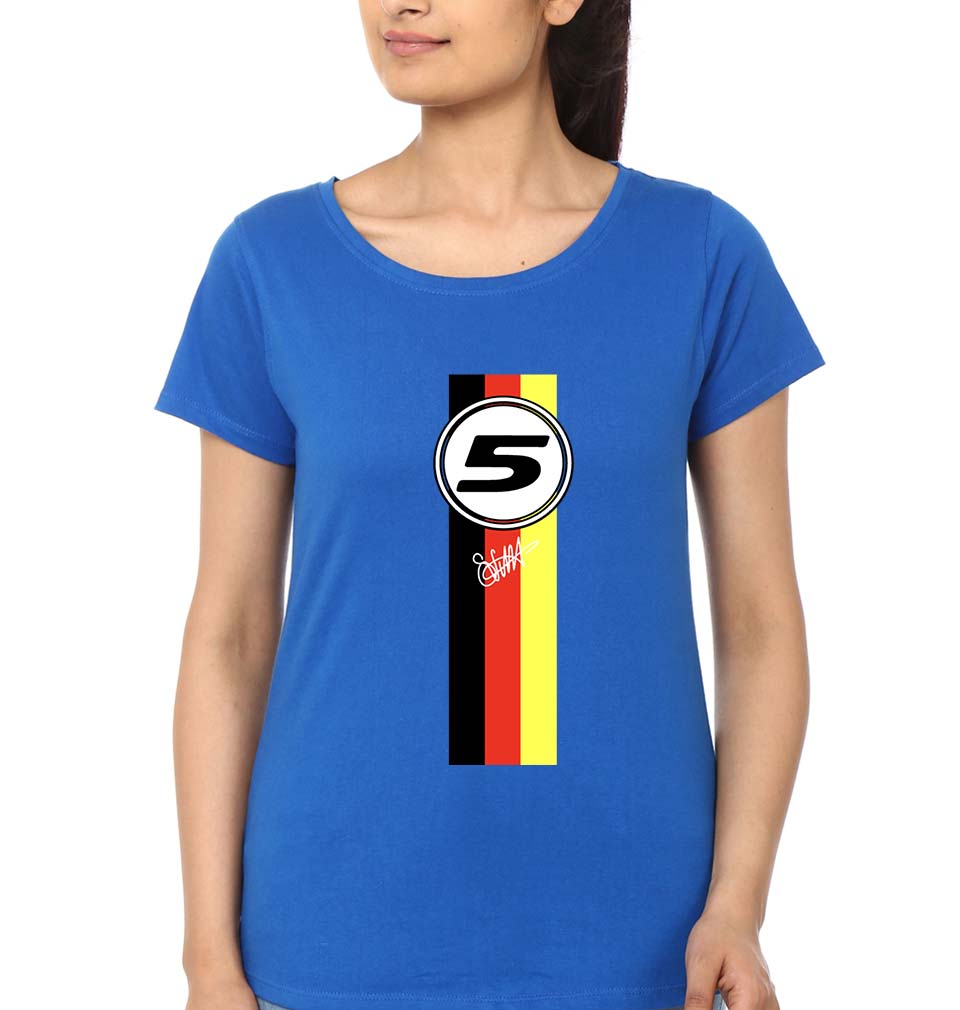 Sebastian Vettel F1 T-Shirt for Women-Royal Blue-Ektarfa.online