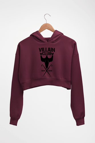 Villain Club Crop HOODIE FOR WOMEN-Maroon-Ektarfa.online