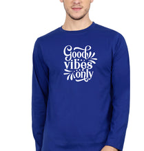 Load image into Gallery viewer, Good Vibes Only Full Sleeves T-Shirt for Men-Royal Blue-Ektarfa.online
