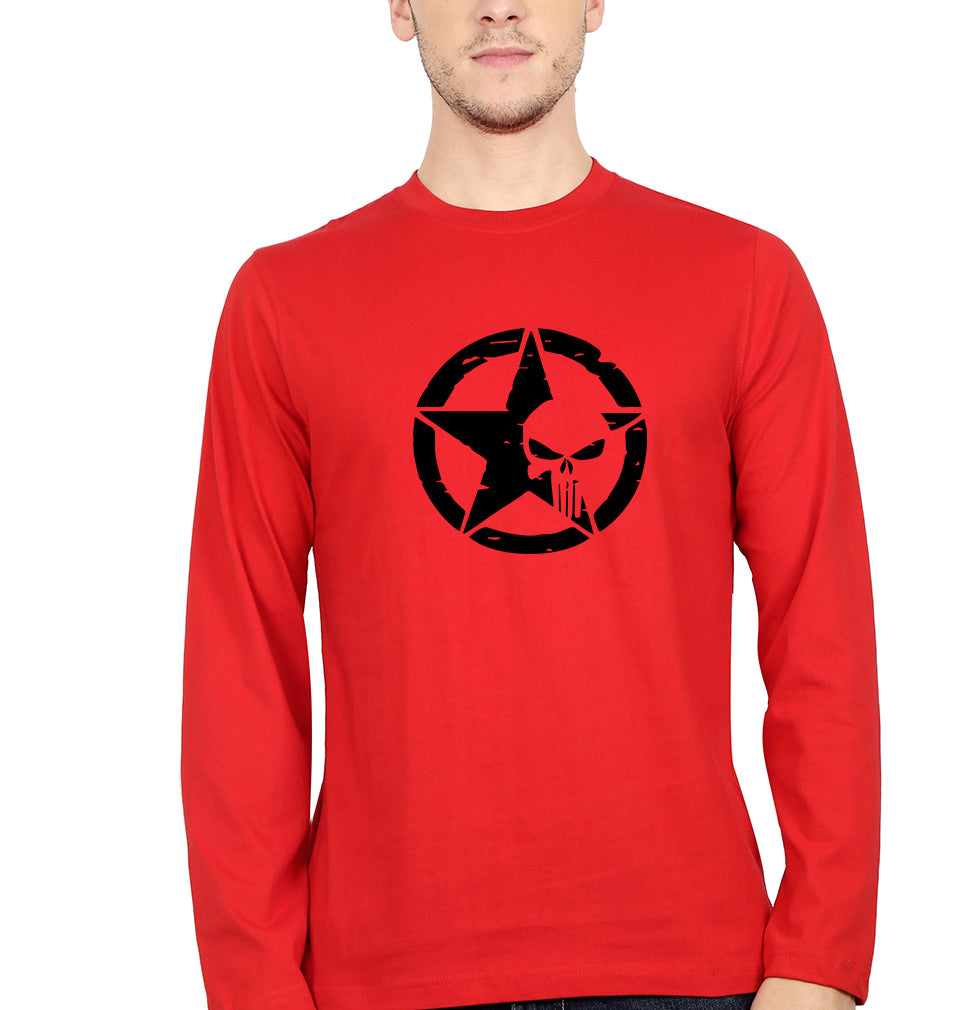 Punisher Full Sleeves T-Shirt for Men-Red-Ektarfa.online