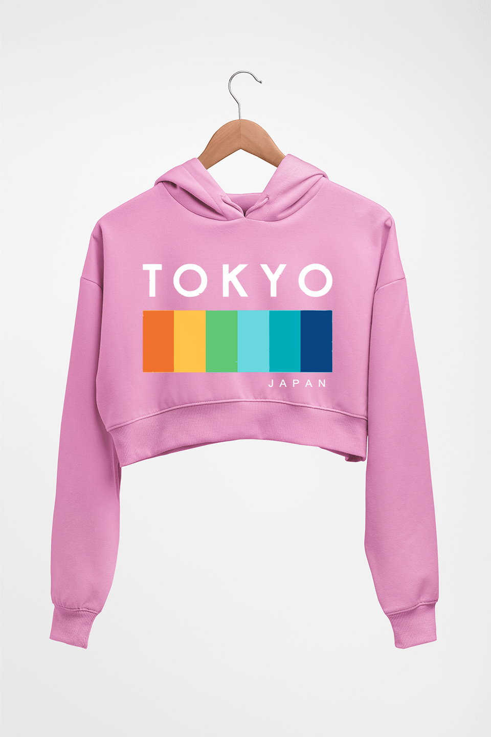 Tokyo Japan Crop HOODIE FOR WOMEN-Light Baby Pink-Ektarfa.online