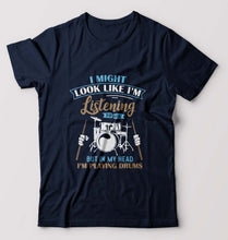 Load image into Gallery viewer, Drummer T-Shirt for Men-Navy Blue-Ektarfa.online
