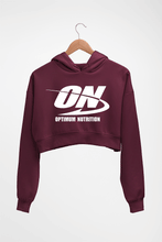 Load image into Gallery viewer, optimum nutrition (ON) Crop HOODIE FOR WOMEN-Maroon-Ektarfa.online
