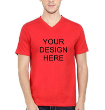 Load image into Gallery viewer, Customized-Custom-Personalized V Neck T-Shirt for Men-S(38 Inches)-Red-ektarfa.com
