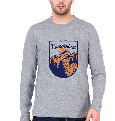 Wanderlust Full Sleeves T-Shirt for Men-Grey Melange-Ektarfa.online