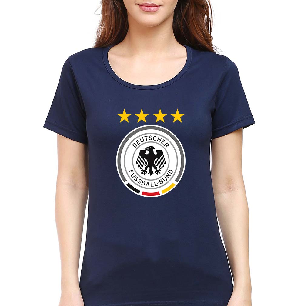 Germany Football T-Shirt for Women-Navy Blue-Ektarfa.online