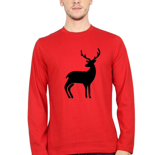 Deer Full Sleeves T-Shirt for Men-RED-Ektarfa.online