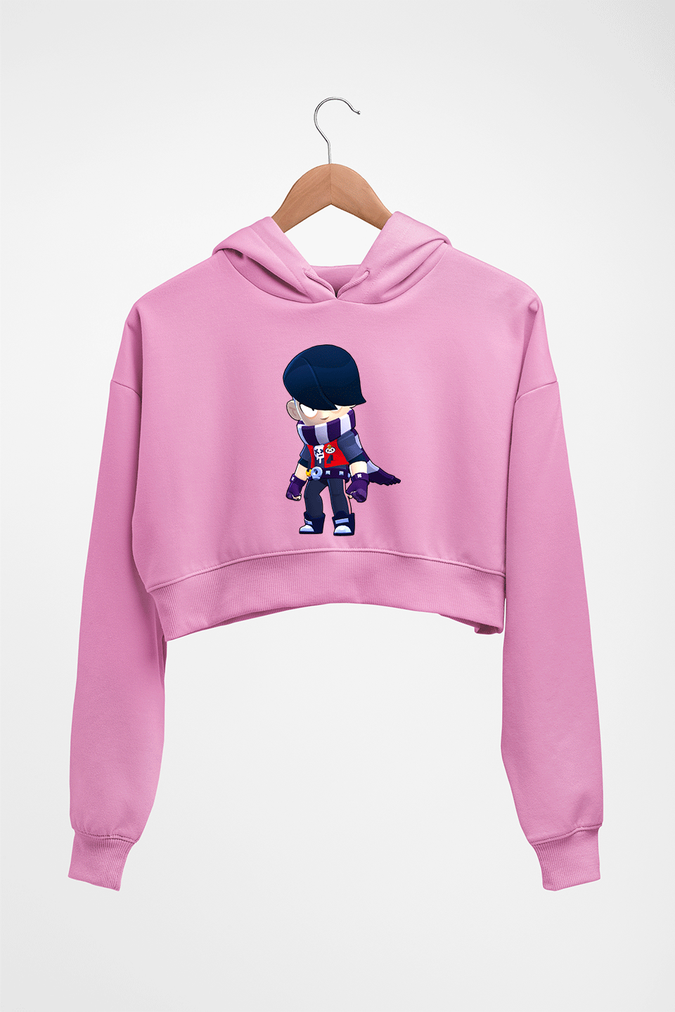 Edgar Brawl Starts Crop HOODIE FOR WOMEN-Light Baby Pink-Ektarfa.online