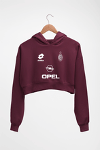 Load image into Gallery viewer, A.C. Milan Football Crop HOODIE FOR WOMEN-Maroon-Ektarfa.online
