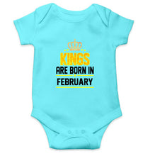 Load image into Gallery viewer, Kings Are Born In February Kids Romper For Baby Boy/Girl-Sky Blue-Ektarfa.online
