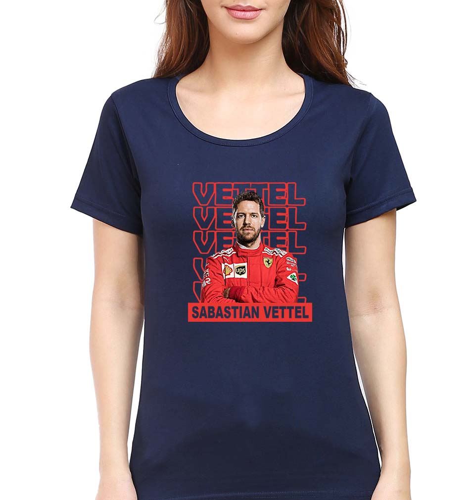 Sebastian Vettel F1 T-Shirt for Women-Navy Blue-Ektarfa.online