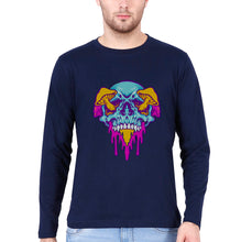 Load image into Gallery viewer, Trippy Psychedelic Skull Full Sleeves T-Shirt for Men-Navy Blue-Ektarfa.online
