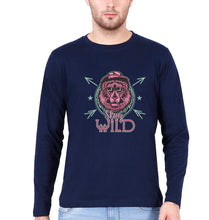 Load image into Gallery viewer, Stay Wild Full Sleeves T-Shirt for Men-S(38 Inches)-Navy Blue-Ektarfa.online
