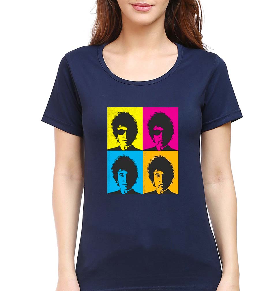 Bob Dylan T-Shirt for Women-Navy Blue-Ektarfa.online