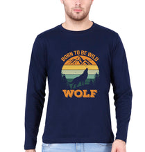 Load image into Gallery viewer, Wolf Full Sleeves T-Shirt for Men-Navy Blue-Ektarfa.online
