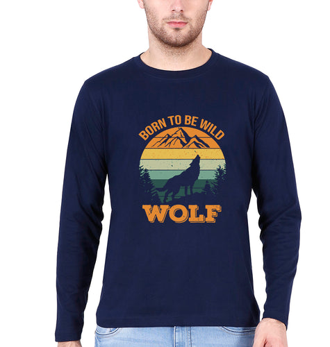 Wolf Full Sleeves T-Shirt for Men-Navy Blue-Ektarfa.online