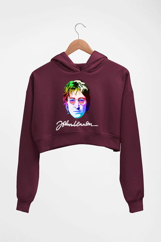 John Lennon Crop HOODIE FOR WOMEN-Maroon-Ektarfa.online