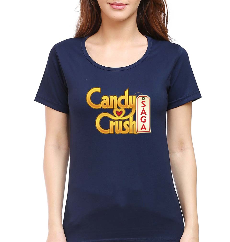 Candy Crush T-Shirt for Women-XS(32 Inches)-Navy Blue-Ektarfa.online