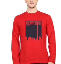 Load image into Gallery viewer, New York Full Sleeves T-Shirt for Men-S(38 Inches)-Red-Ektarfa.online
