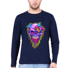 Load image into Gallery viewer, Trippy Psychedelic Skull Full Sleeves T-Shirt for Men-Navy Blue-Ektarfa.online
