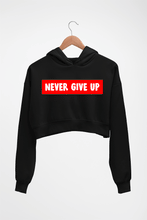 Load image into Gallery viewer, Never Give UP Crop HOODIE FOR WOMEN-Black-Ektarfa.online
